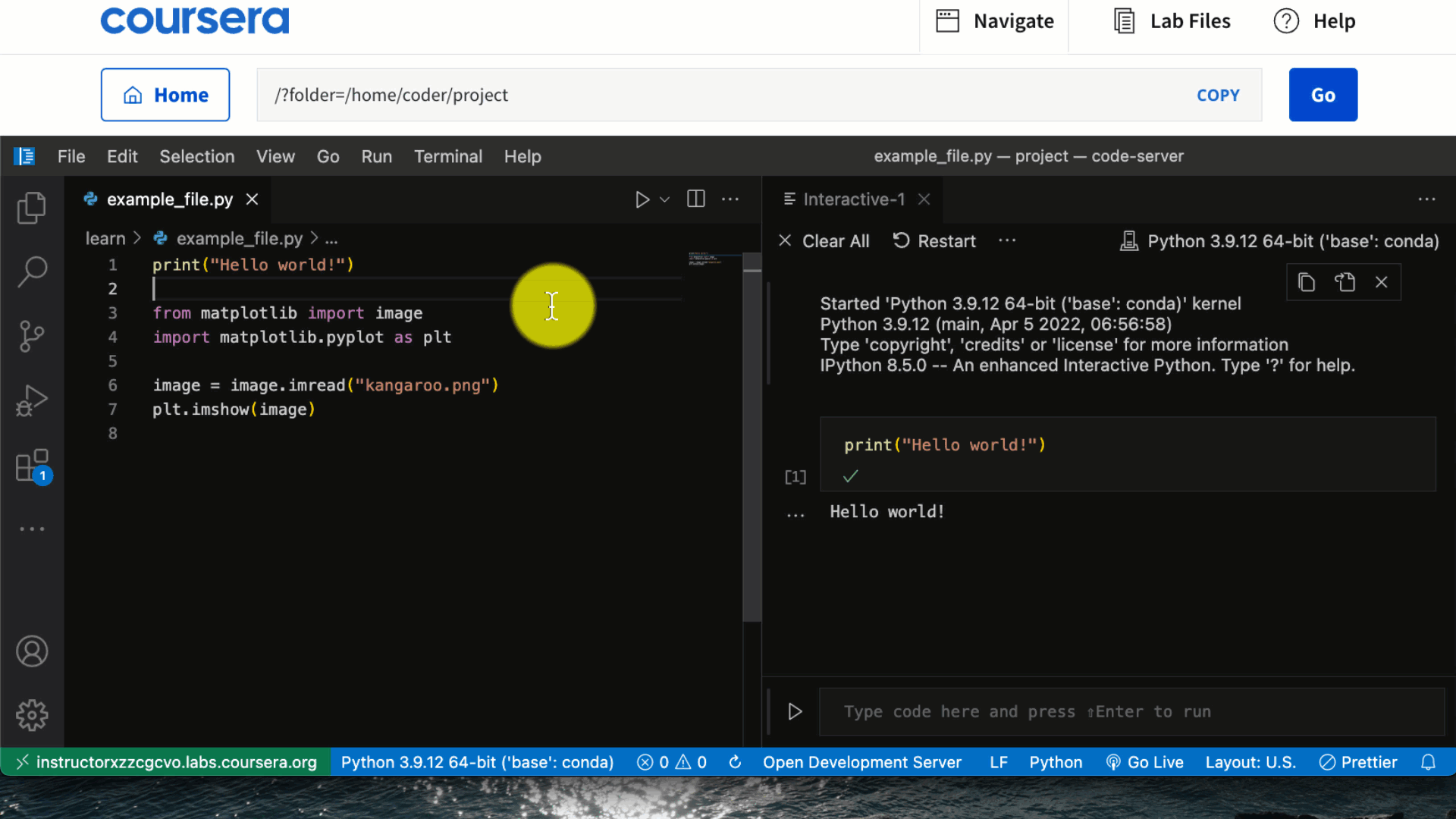 interactive window loads and image